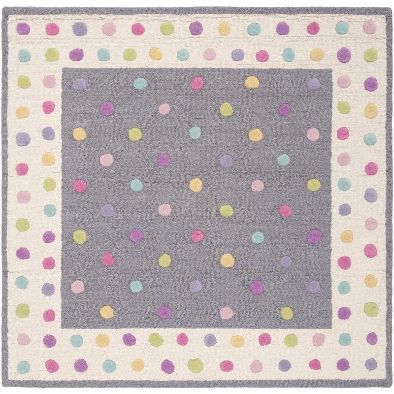 Gray and Multicolor Wool Geometric Kids Area Rug