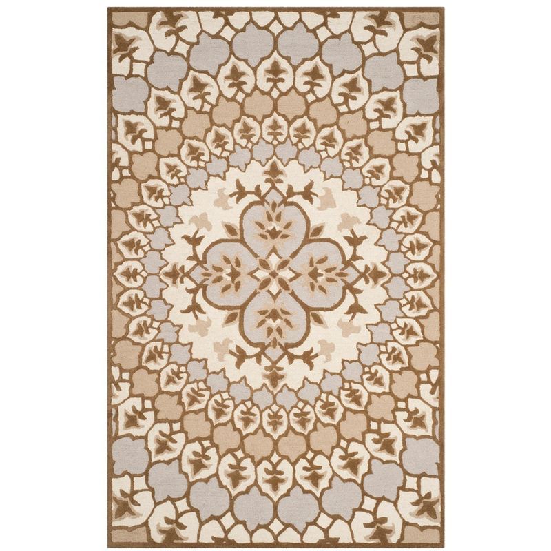 Handmade Off-White Tufted Wool Rectangular Area Rug