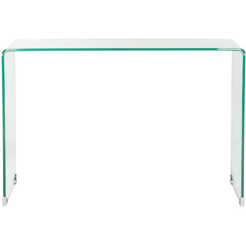 Transitional Clear Tempered Glass Rectangular Console Table