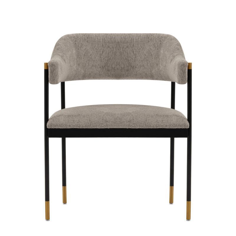 Lia Stone Gray Metal Frame Dining Armchair with Boucle Upholstery