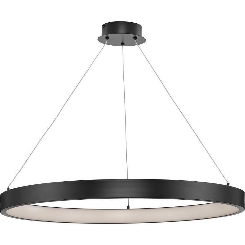 Matte Black Aluminum LED Drum Pendant Light