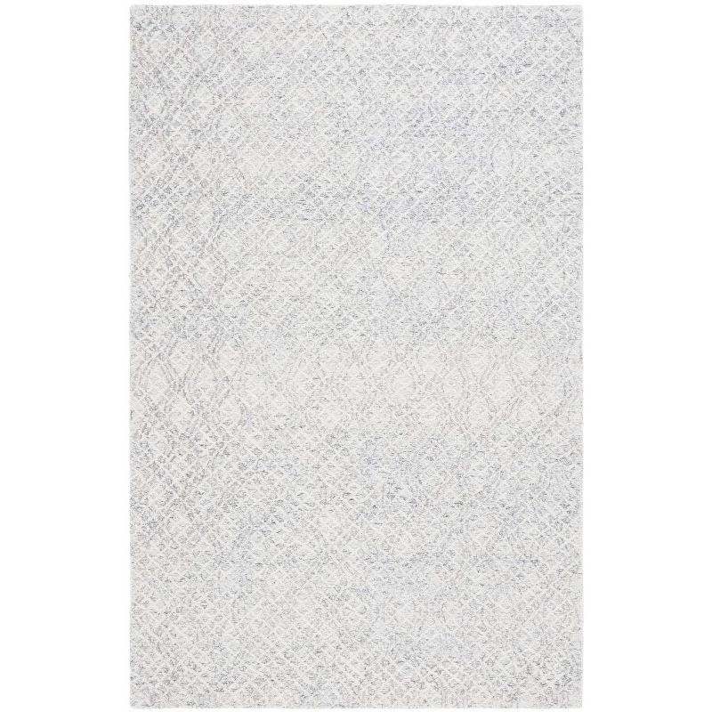 Gray and Ivory Tufted Wool 4' x 6' Area Rug