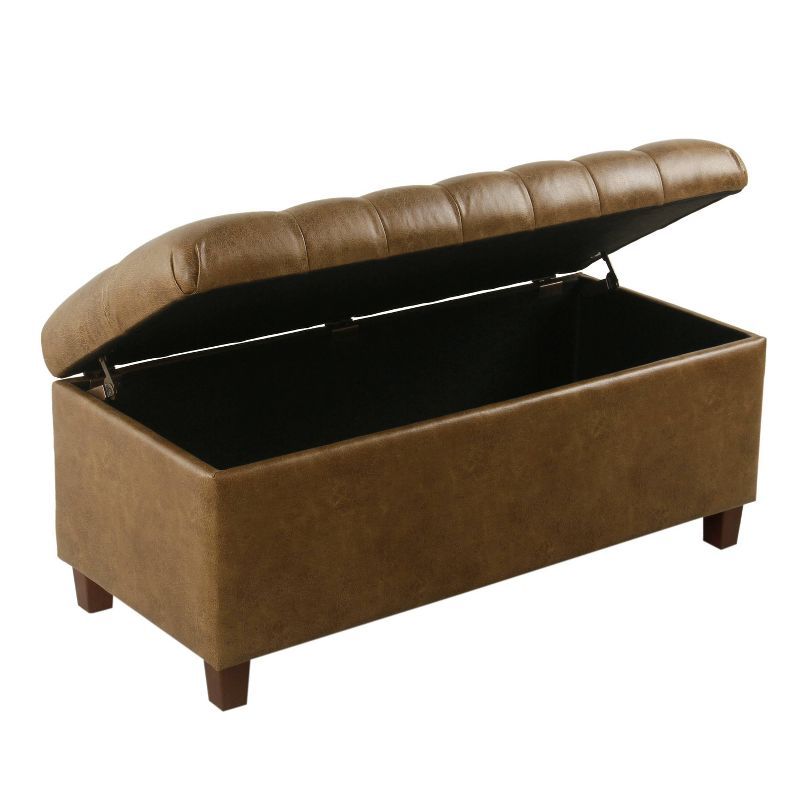 Ainsley Brown Faux Leather Tufted Storage Bench