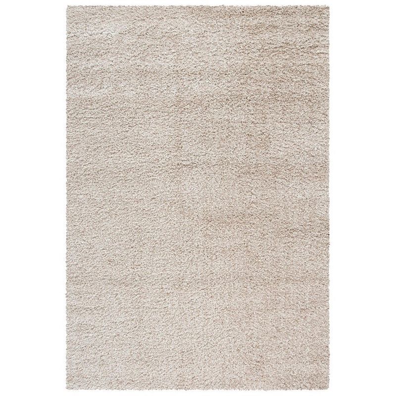 Beige Round Tufted Shag Rug with Easy Care Synthetic Material