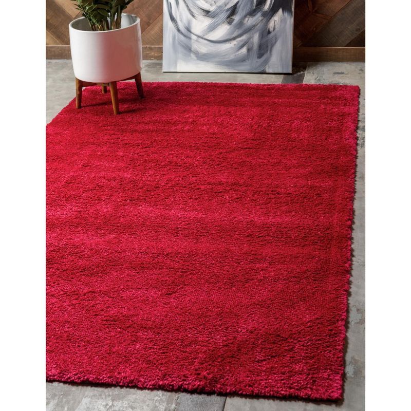 Calabasas Plush Red Shag Rug, 8' x 10', Kid-Friendly and Stain-Resistant