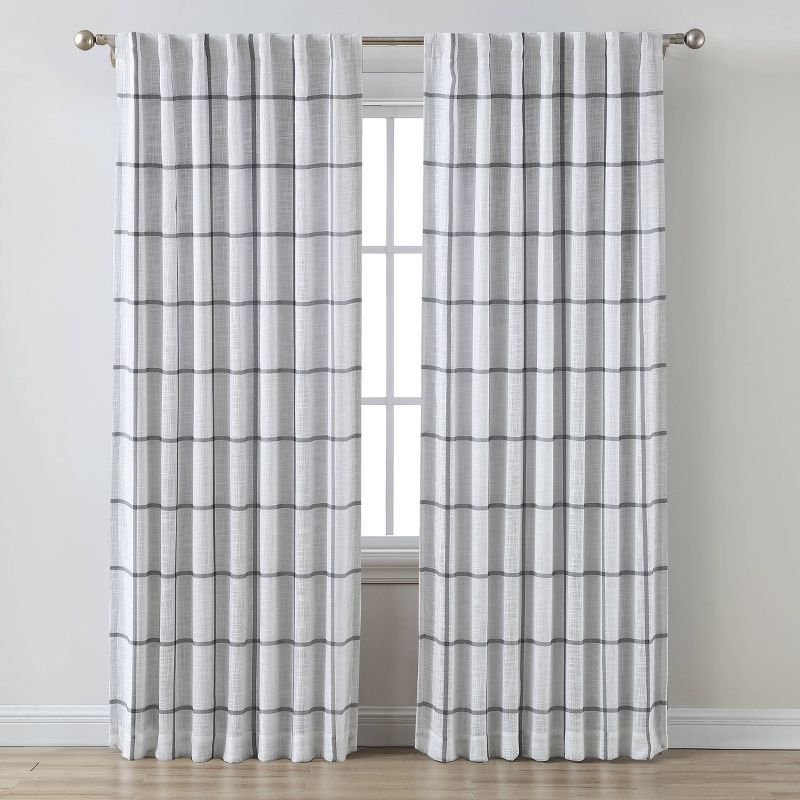 Gray Blackout Polyester Window Curtain Panel with Rod Pocket