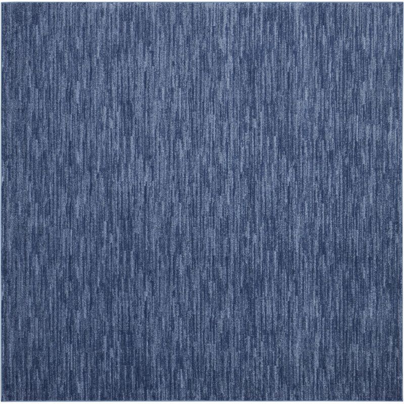 Navy Blue 9' Square Durable Synthetic Outdoor Rug