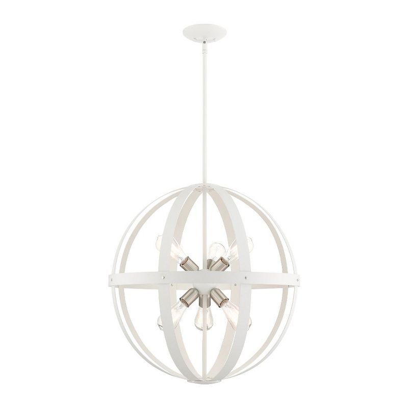 24" Textured White and Brushed Nickel Sputnik Chandelier