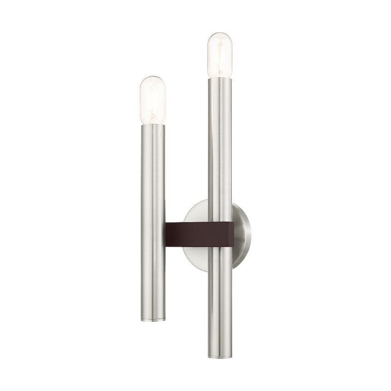 Helsinki Brushed Nickel & Bronze 2-Light Geometric Sconce