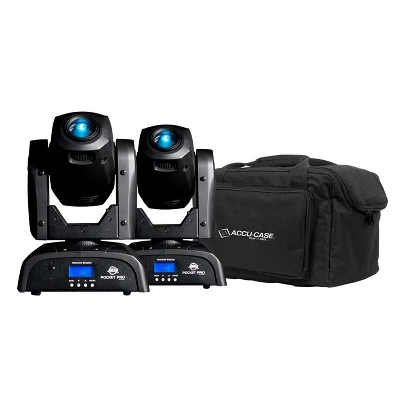 Compact Black LED DJ Moving Head Light Kit with Padded Bag