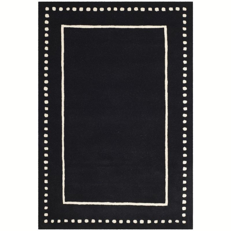 Ivory and Black Hand-Tufted Wool Round Area Rug