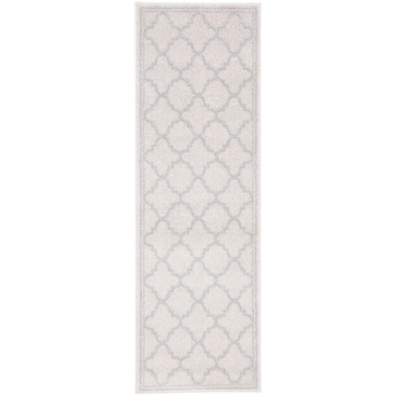 Beige and Light Grey Geometric Hand-knotted Runner Rug