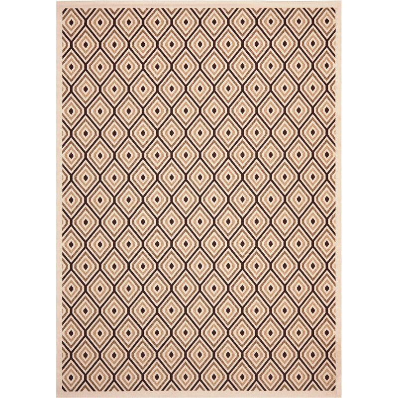 Veranda Cream/Chocolate Rectangular Indoor/Outdoor Stain-Resistant Rug - 8' x 11'2"