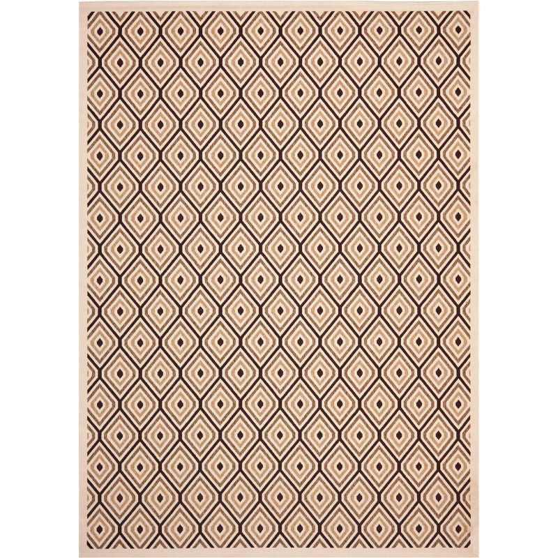 Veranda Cream/Chocolate Rectangular Indoor/Outdoor Stain-Resistant Rug - 8' x 11'2"