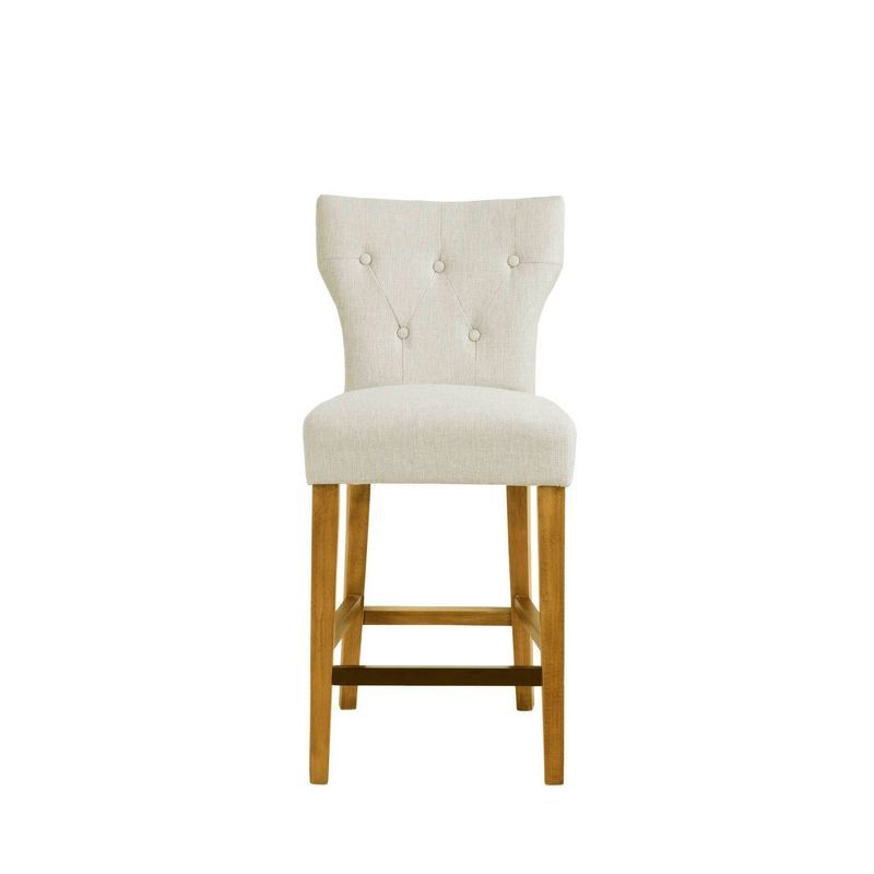 Cream Tufted Back Birch Wood Counter Stool