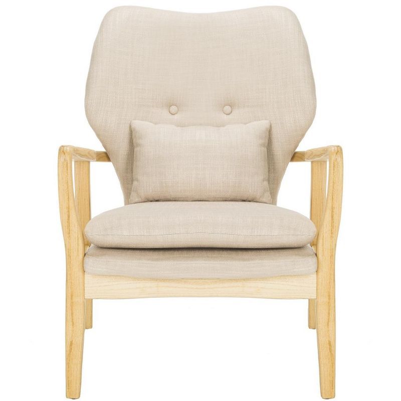 Tarly Beige Natural Elm Wood Transitional Arm Chair