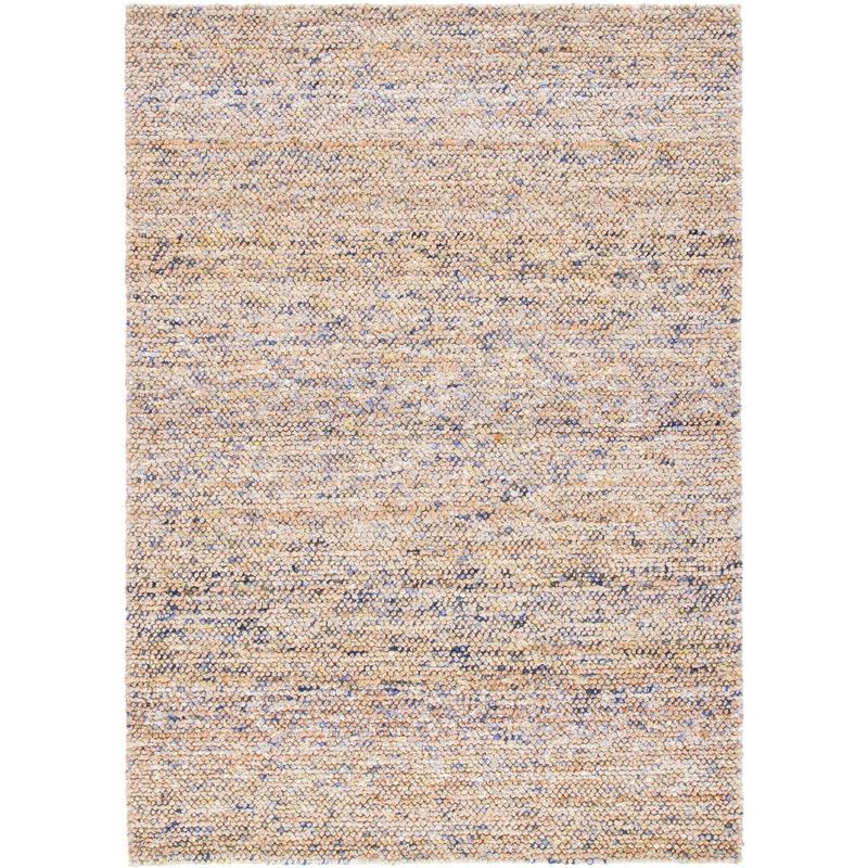 Eco-Friendly Hand-Knotted Natural & Purple Wool Square Rug