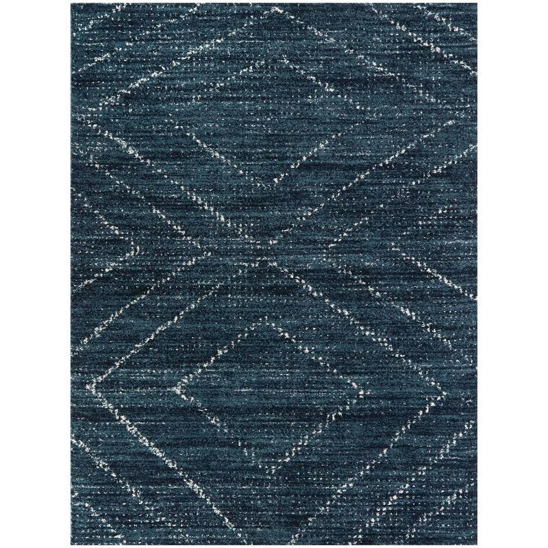 Sienna Dark Blue Geometric 9' x 12' Synthetic Area Rug
