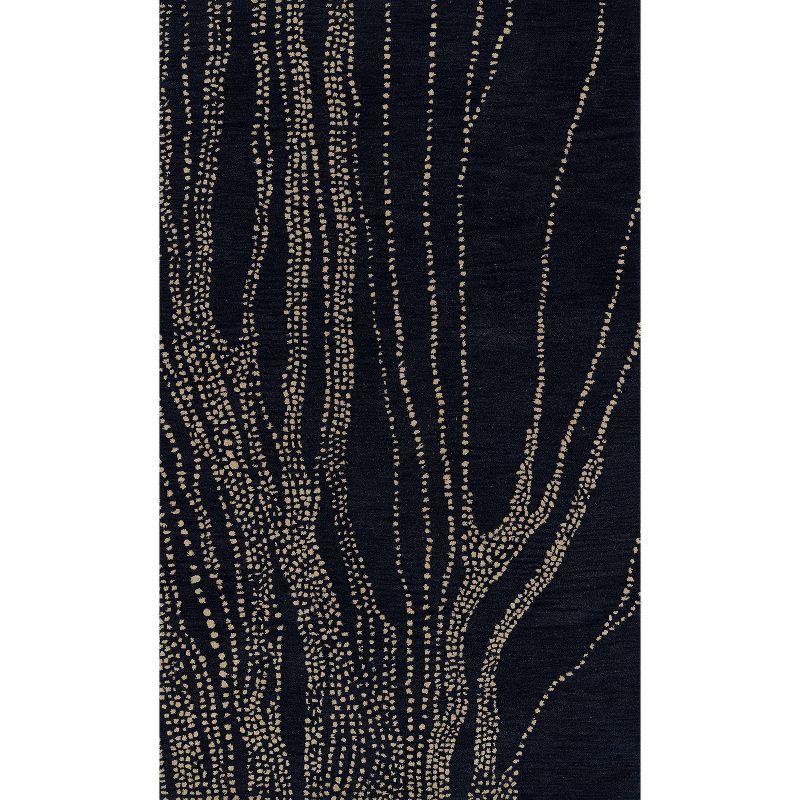 Navy Blue Abstract Hand-Tufted Wool Rug 2' x 3'