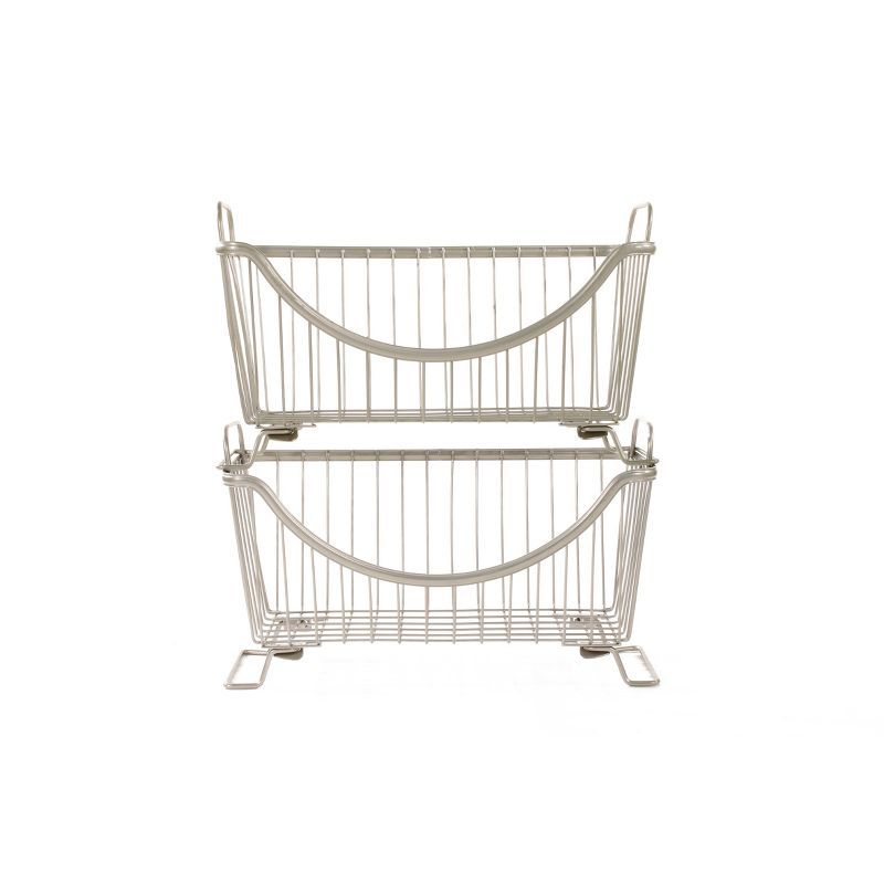 Ashley Small Ivory Metal Stacking Storage Basket