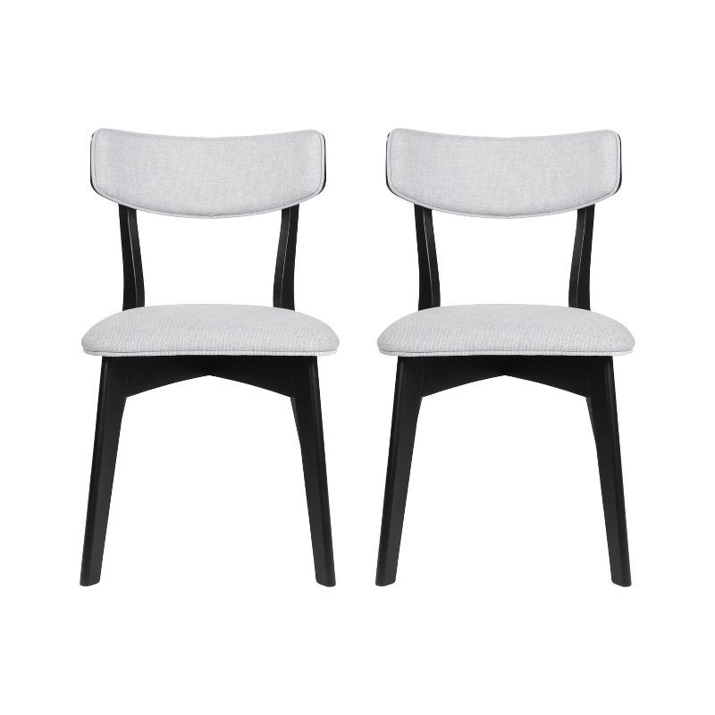 Chazz Light Gray Upholstered Dining Chairs with Matte Black Wood Frame