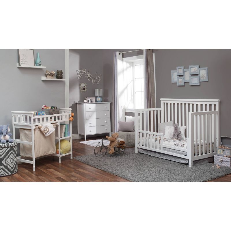 White Wood 4-in-1 Convertible Nursery Furniture Set