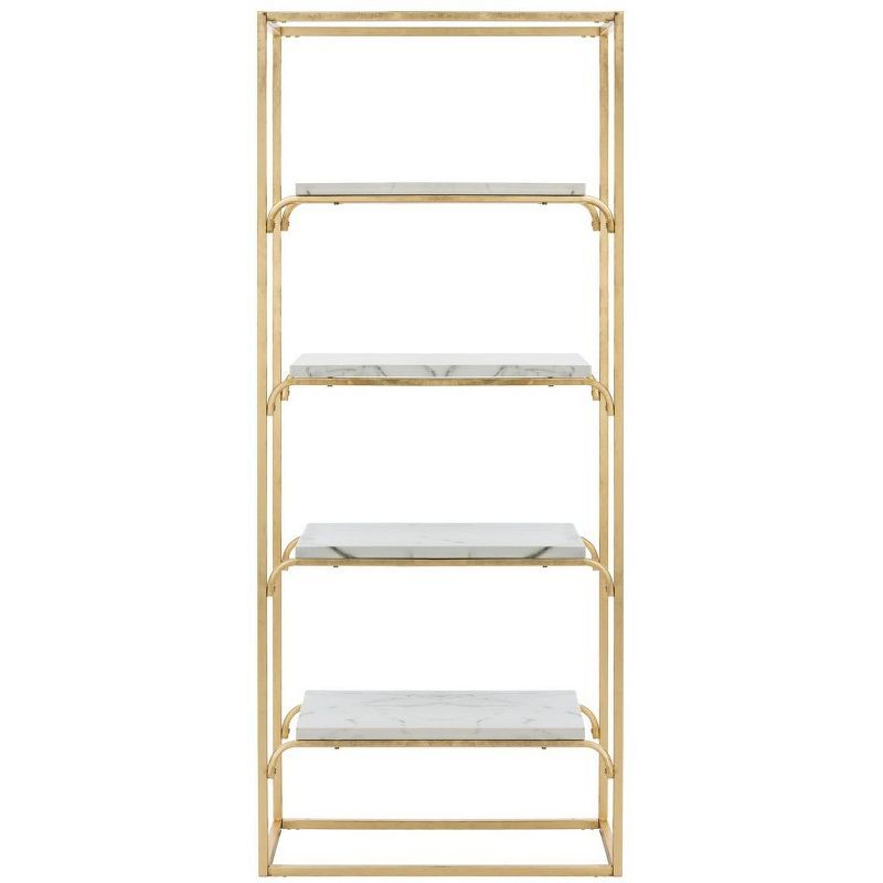 Transitional Gold & White Marble Veneer 4-Tier Etagere