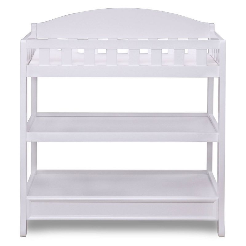 White Wood Infant Changing Table with Safety Strap and Pad