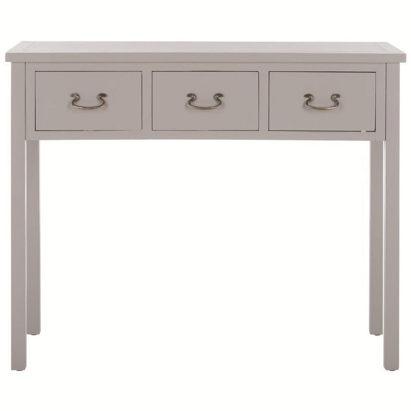 Transitional Gray Wood and Metal Console Table with 3 Drawers