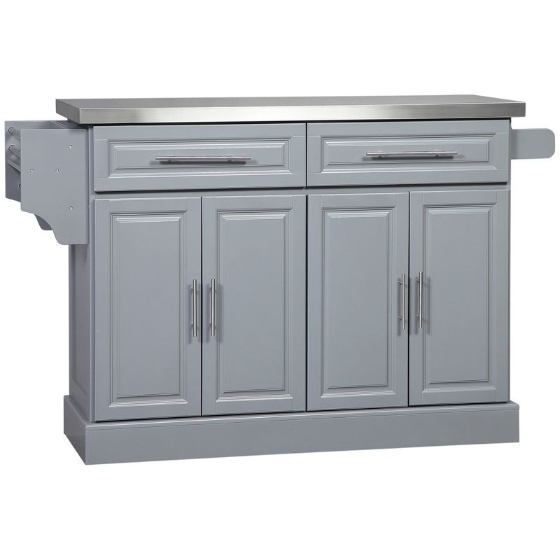 Gray Stainless Steel Top Kitchen Cart with Spice Rack