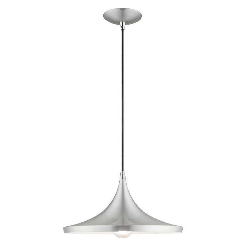 Contemporary Mini Pendant Light in Brushed Aluminum with White Interior