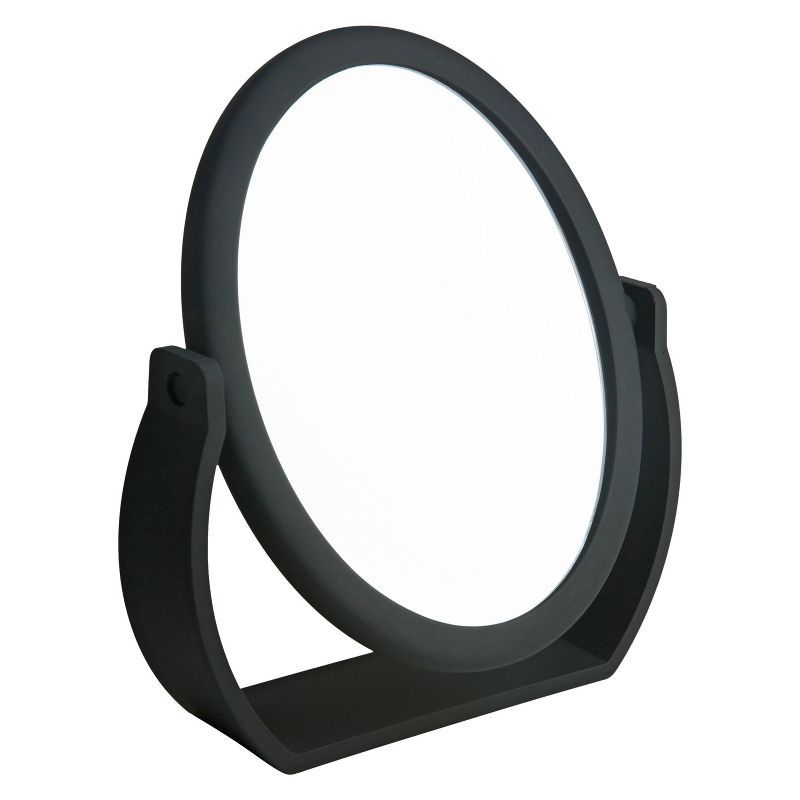 Black Rubberized Double Sided Magnifying Vanity Mirror