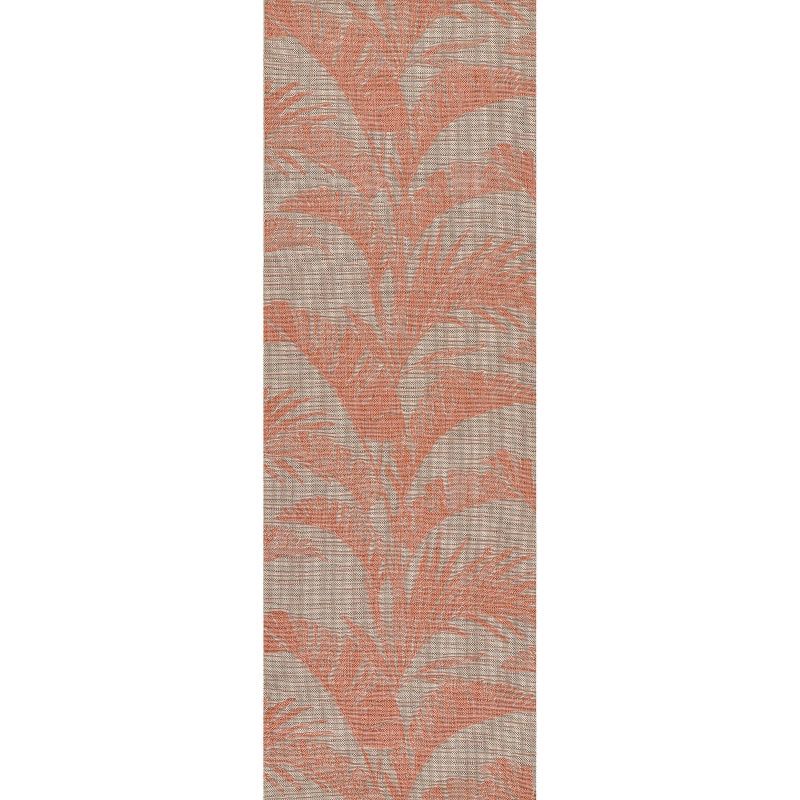 Coral Palm Print Washable Chenille Runner Rug