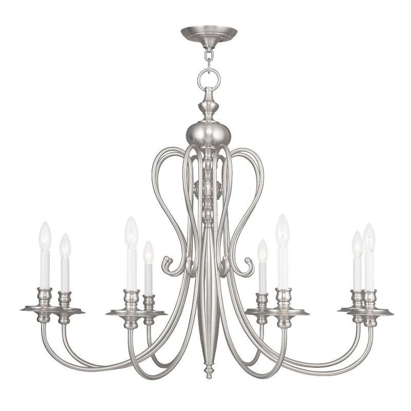 Elegant Brushed Nickel 8-Light Candelabra Chandelier