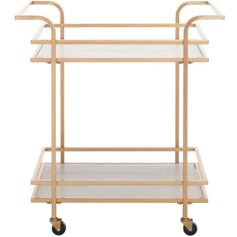 Matte Gold and Grey 2-Tier Bar Cart with Handles