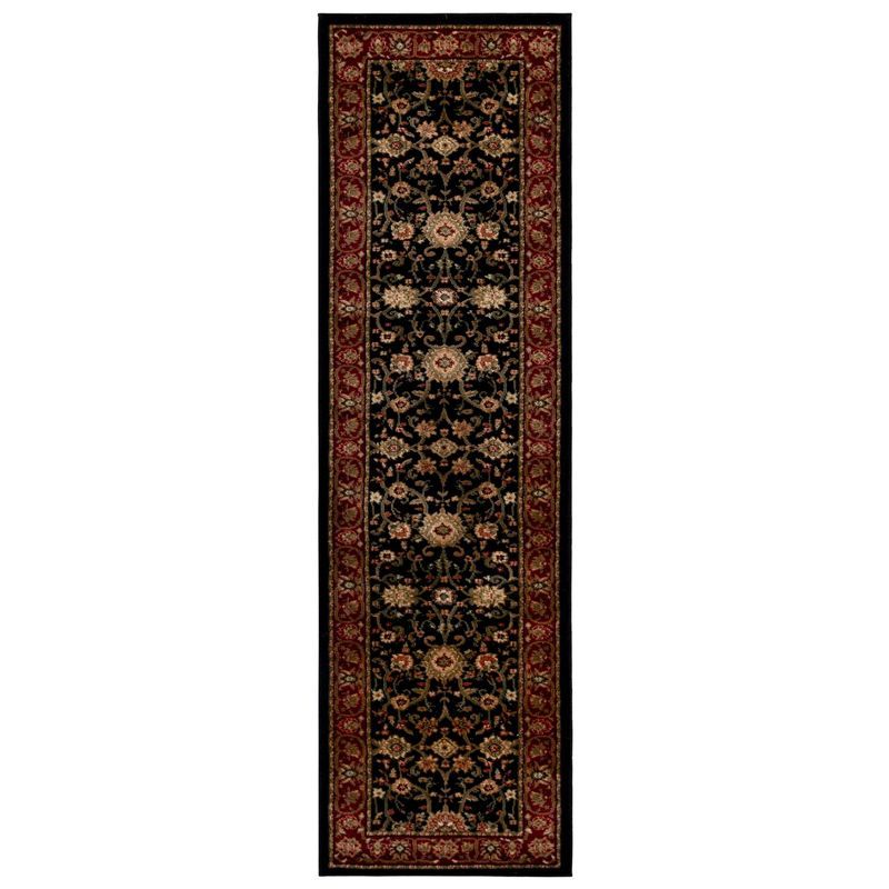 Lyndhurst Black and Red Floral Synthetic Runner Rug, 2'3" x 22'