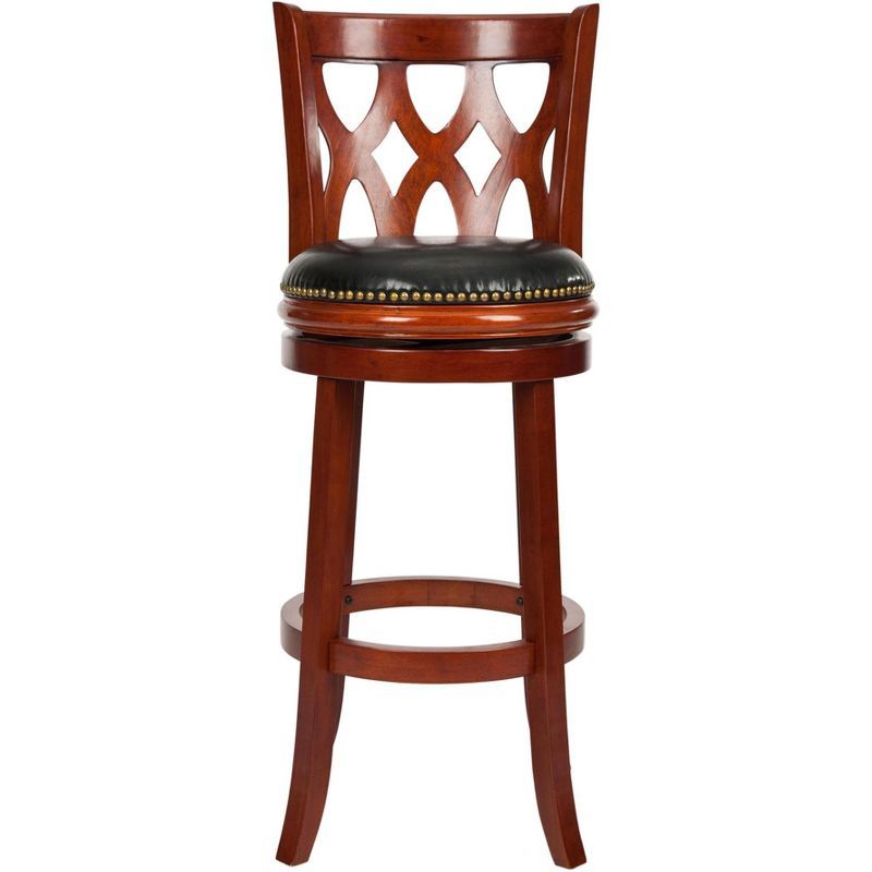 Lancaster Light Cherry and Black Leather Swivel Bar Stool