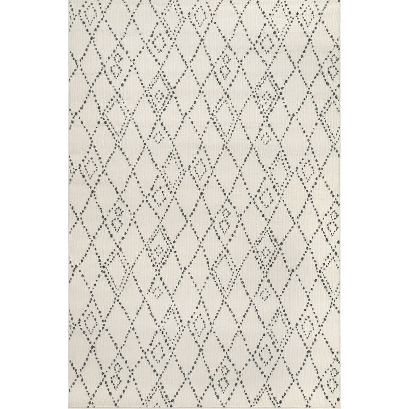 Beige Synthetic Diamond Pattern 5x8 Area Rug