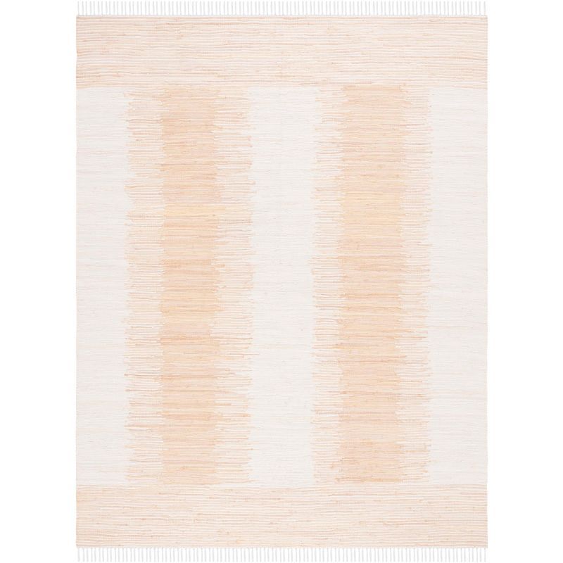 Ivory and Beige Handwoven Cotton 8' x 10' Area Rug