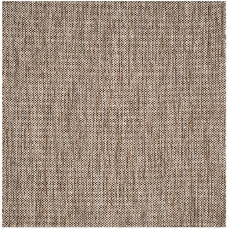 Natural and Black Square Synthetic Indoor/Outdoor Area Rug