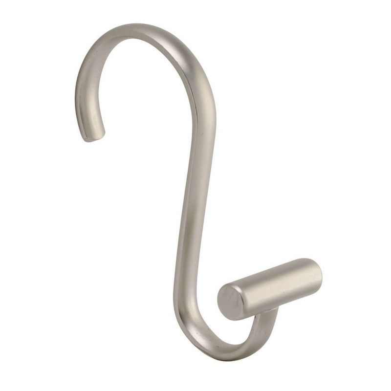 Satin Steel T-Bar Shower Curtain Hooks Set of 12