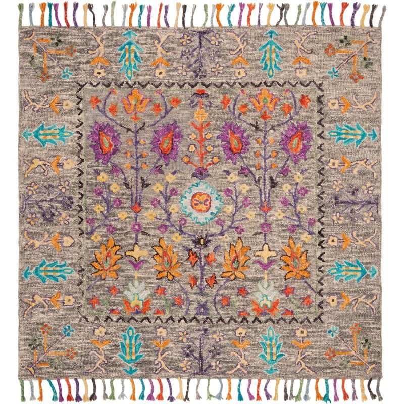 Handmade Tufted Wool Reversible Rectangular Rug in Gray - 5' x 8'