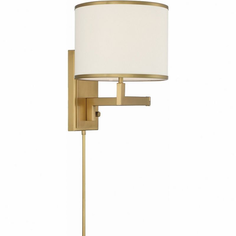 Madison Aged Brass Dimmable Sconce with White Silk Shade