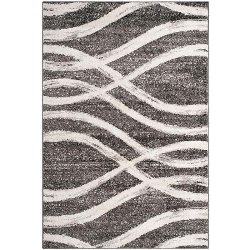 Charcoal and Ivory 6' x 9' Abstract Area Rug