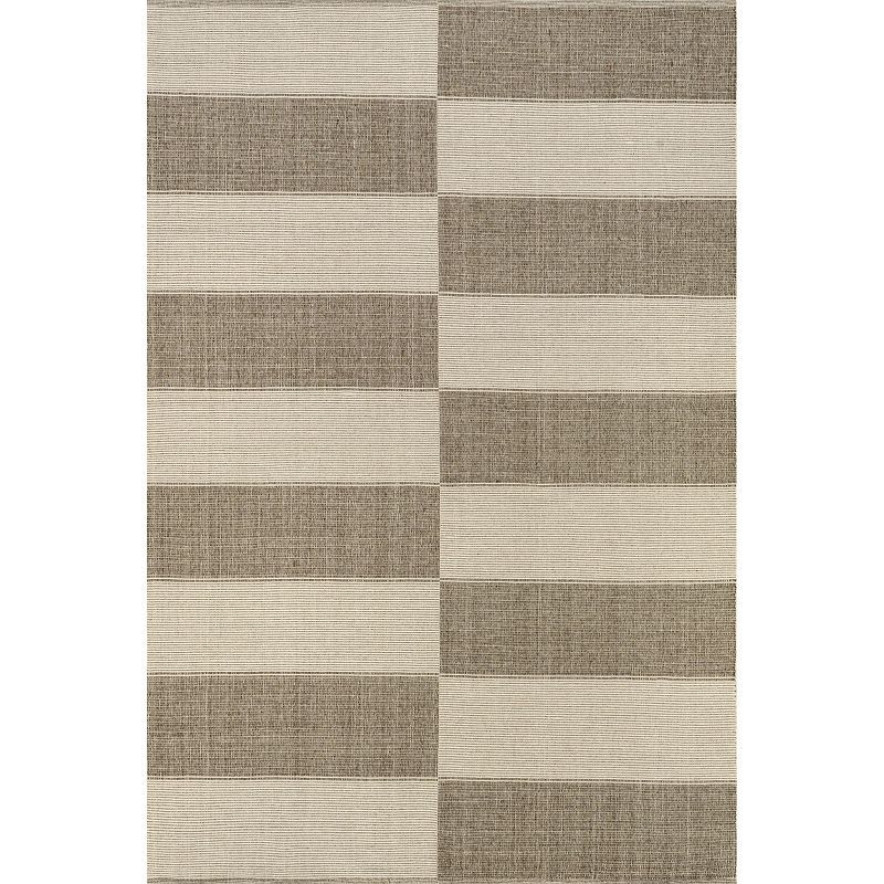 Boxelder Checked Cotton Rectangular Tan Area Rug, 8' x 10'