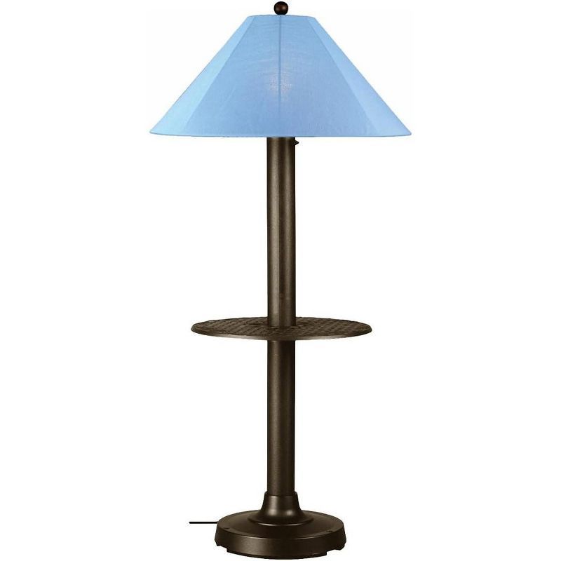 Catalina Bronze Outdoor Floor Lamp with Brown Fabric Shade