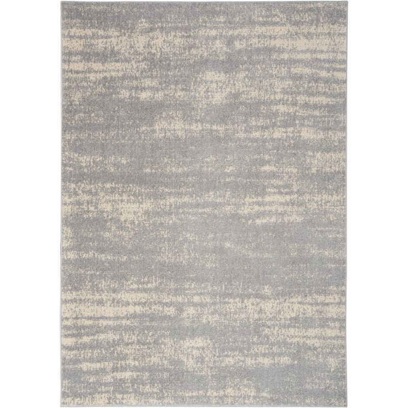 Modern Abstract Grey/Beige Synthetic 5' x 7' Easy-Care Outdoor Rug