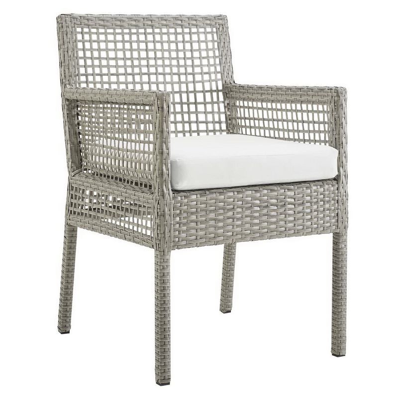 Gray Wicker Rattan Outdoor Dining Chair with Cushions