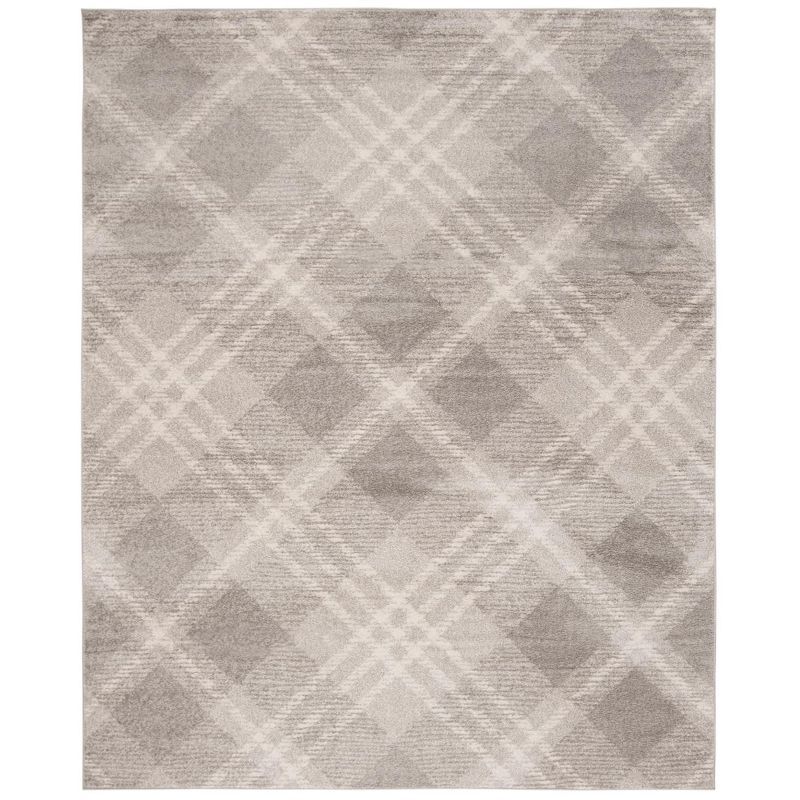 Gray Abstract Washable Reversible Synthetic Area Rug 9' x 12'