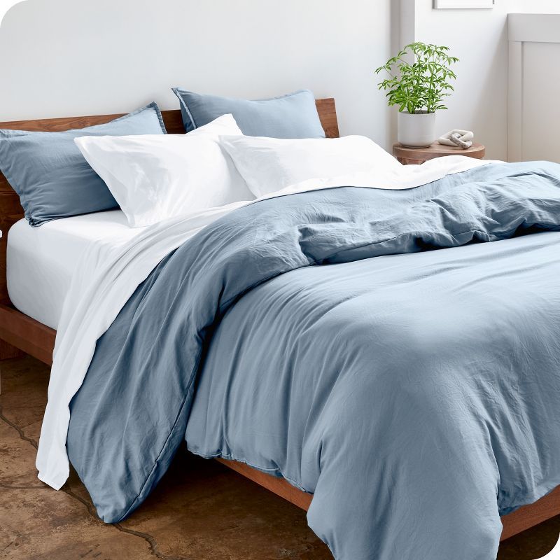 Dusty Blue Ultra-Soft Microfiber Full Duvet Cover Set